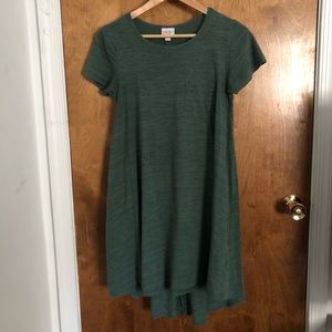 Lularoe Carly Green with black micro stripes